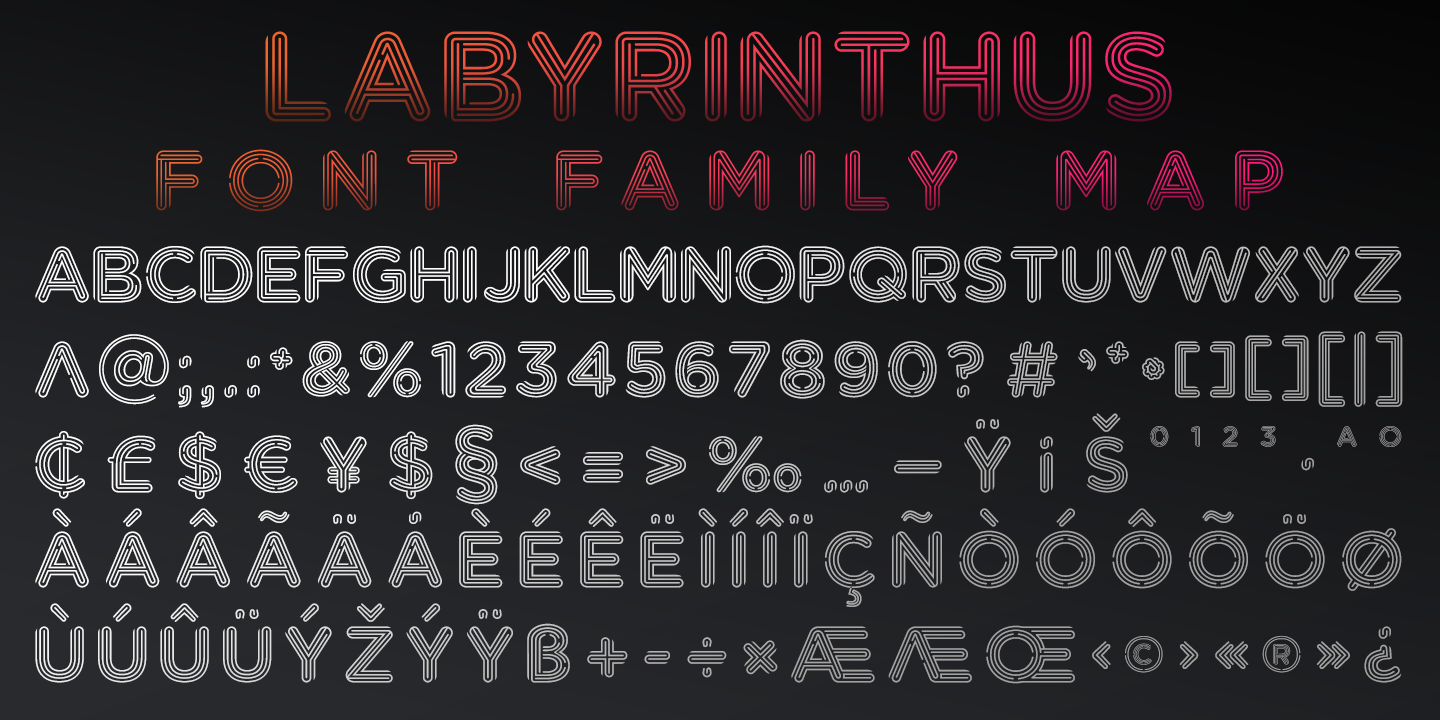 Пример шрифта Labyrinthus Rounded Regular
